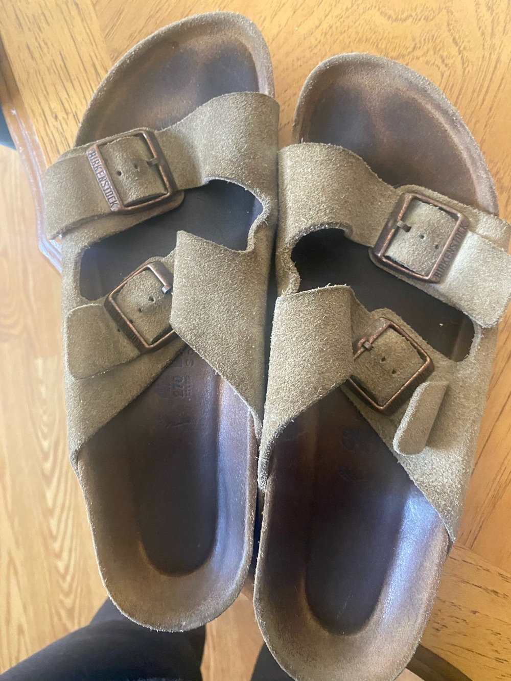 Birkenstock Suede Double-Buckle Sandals in Olive Brown